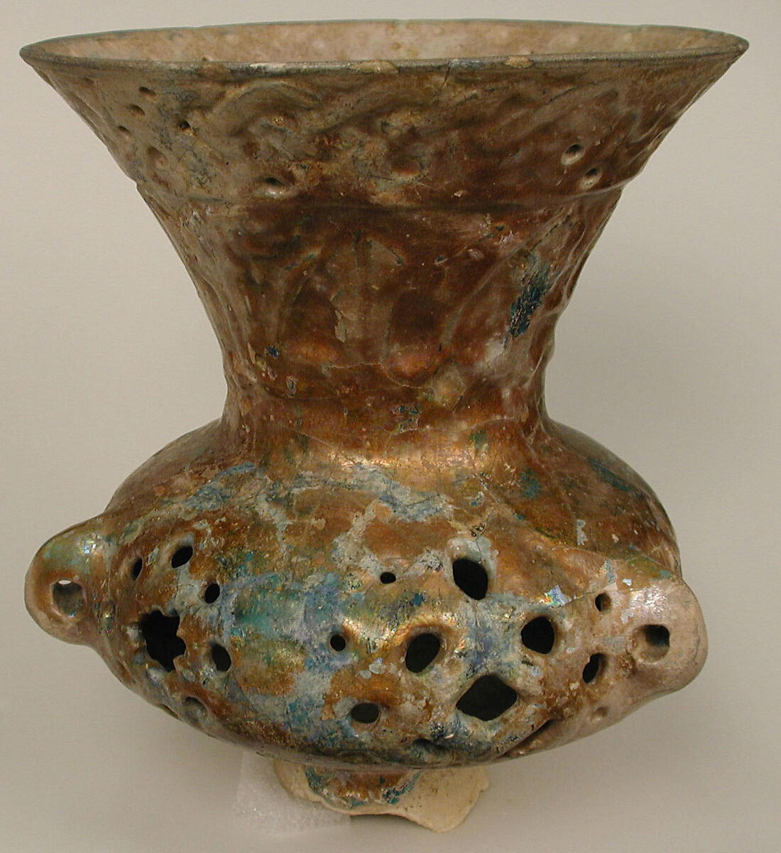 Glazed ceramic mosque lamp, lustre ware